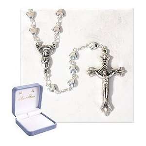 Gifts of Faith Milagros Catholic Rosary Heart Shaped 6mm Silver Plate 
