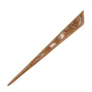   Handmade Peach Wood Carved Hair Stick Bamboo 7 Inches Beauty
