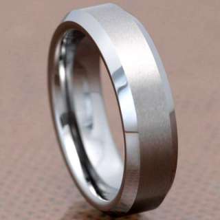 6mm Matte Top Shinny Beveled Edges Tungsten Carbide Unisex Wedding 