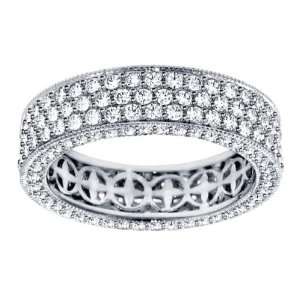  3.00 CT TW Round Diamond Pave Set Eternity Band with Side 