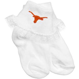 Texas Longhorns Toddler Girls White Lace Ankle Socks  