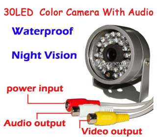 CCTV 30LED Color Audio Waterproof Camera Free Adapter  