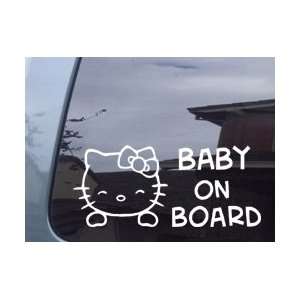 Hello Kitty Baby On Board White Vinyl Decal Sticker