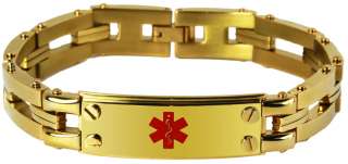   Finish Stainless Steel Engravable Medical Alert ID Bracelet  