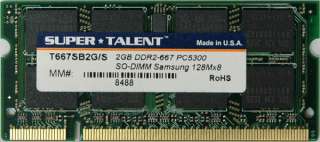 DDR2 667 SODIMM 2GB PC2 5300 SAMSUNG CHIP LAPTOP MEMORY  