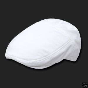 WHITE BASIC POLY WOVEN IVY CAP CAPS HAT GOLF HATS SM/MD  