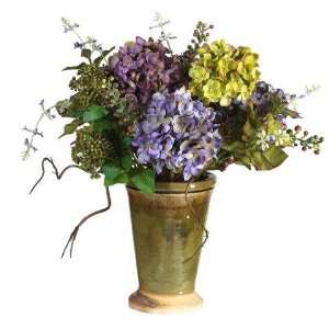  Mixed Hydrangea w/Ceramic Silk Flower Arrangement