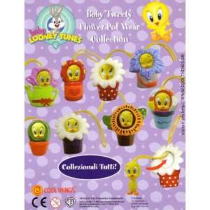  Baby Tweety Bird Charms Flower Pot Capsule Toys Set of 8 