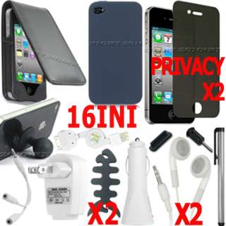 BLACK LEAHTER CASE SILICONE COVER LCD SCREEN PROTECTOR BUNDLE FOR 