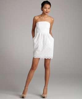Shoshanna white lace tulip skirt strapless dress