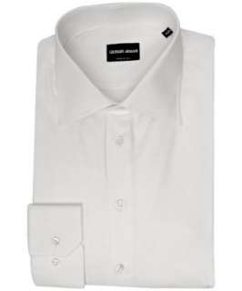 Armani Giorgio Armani white herringbone striped dress shirt   