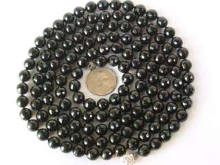 Necklace Black Onyx 60 10mm Facet Round Beads 14K  