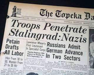 1942 BATTLE OF STALINGRAD STARTS Nazis Penetrate Russia World War II 