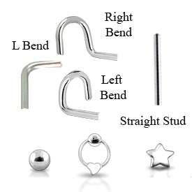 925 Sterling Silver Nose Stud Screw Ring L Bend Pin 22G  