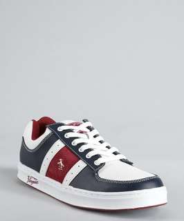 Original Penguin white, navy and red leather Jingle sneaker