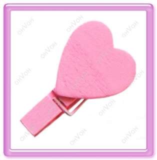 2x12 Mini Wood Paper Heart Photo Note Money Clamp Clip  