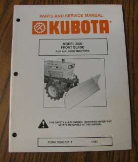   Front Blade B8200 Tractor Owners Operators Manual Parts Catalog  