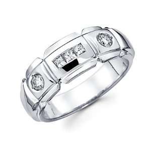 Size  13   14k White Gold Mens Diamond Wedding Ring Band .52 ct (G H 