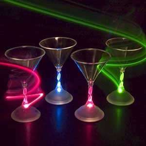  Lot of 24 of LED Light Up Flashing Martini Glasses Toys & Games