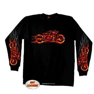   Hot Leathers Black Large Fire Bobber Long Sleeve T Shirt: Automotive