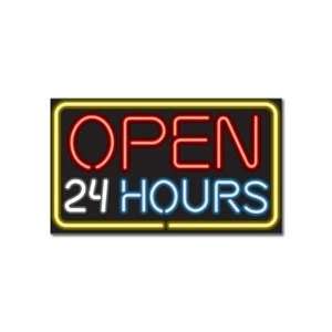  Open 24 Hours Neon Sign 13 x 22