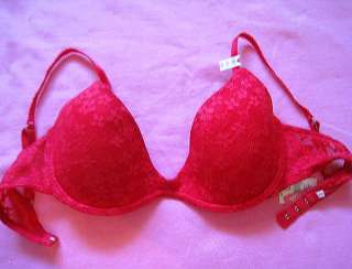 VICTORIAS SECRET PINK RED LACE PUSH UP BRA SIZE 34C NWT!!!! In brand 