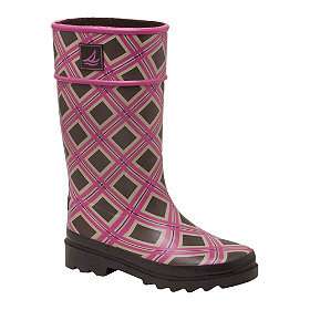 Girls SPERRY Pelican Pink & Brown Plaid Rain Boots NIB  