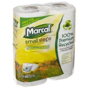 Marcal 6024 White Small Steps 100% Recycled 2 Ply Bath Tissue Rolls 