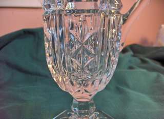 Vintage American Brilliant Lead Crystal Glass Pedestal Pitcher 
