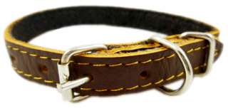10 Brown Padded Genuine Leather Dog Cat Collar  