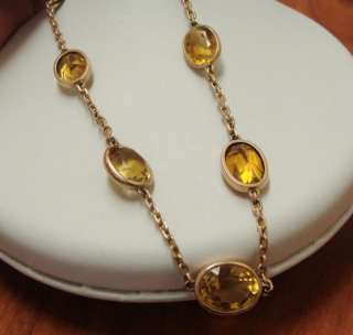Vintage 18k Rose Gold Citrine Topaz Necklace Choker  