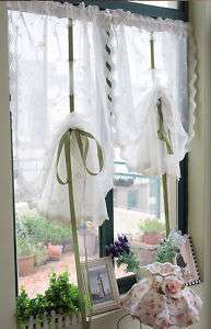 Victorian White Ruffle Adjustable Pull up Shade/Curtain  