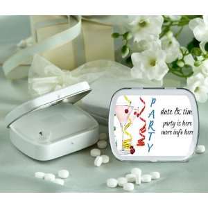 Baby Keepsake Festive Party Personalized Glossy White Hinged Mint Box 