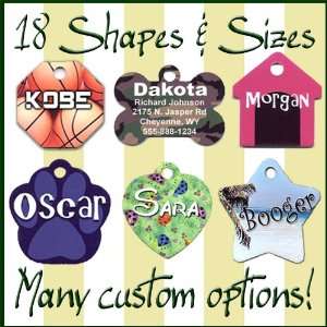  Custom Personalized Pet ID Tag, 2 sided, 18 unique shapes 