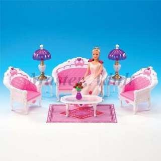   Set Sofas, Coffee Table, Side Tables & Table Lamps for Barbie  