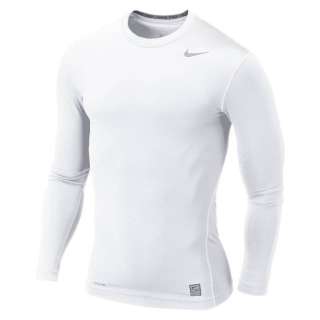 Nike Men Pro Combat Compression Long Sleeve Shirt White NWT 