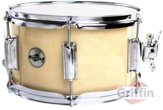 Griffin Popcorn Snare Drum 10 x 6 Maple Natural Wood Shell 