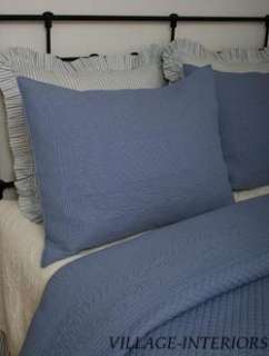 WEDGEWOOD SOLID BLUE MATELASSE TWIN COTTON QUILT SET  