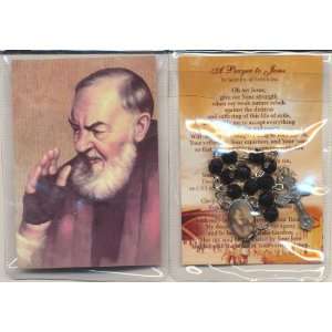 St Padre Pio Rosary One Decade with 2 Holy Cards, Prayer Pamphlet and 