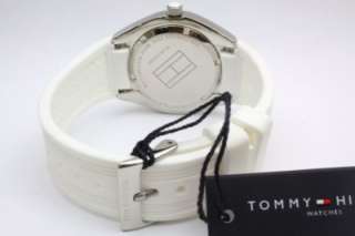 New Tommy Hilfiger Women Pearl Dial White Rubber Watch 40mm 1781006 