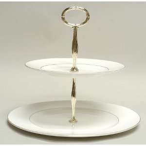 Wedgwood Signet Platinum 2 Tiered Serving Tray (uses DP & SP), Fine 