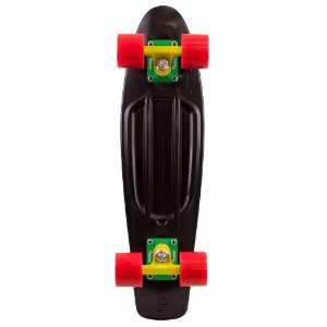  Complete Skateboard   Black Deck   Green/Yellow Trucks   Red Wheels 