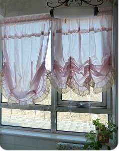 ONE Pink Pull Up Balloon Curtain Lace Ruffle 140x180cm  