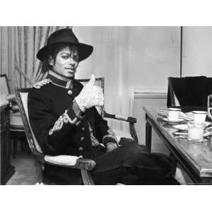 Pop Star Michael Jackson in His Hotel Room Prior to Party for Him at 