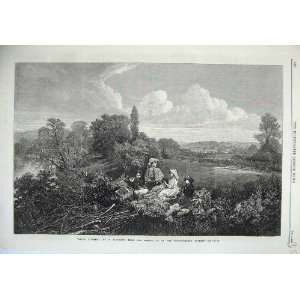  1869 Early Summer Family Picnic Country Trees Fine Art 