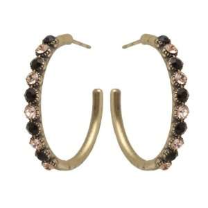 com Michal Negrin Lovely Hoop Earrings with Black and Pink Swarovski 