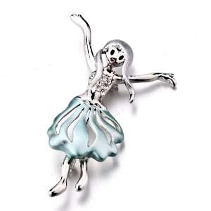   Lovely Girl Blue Swarovski Crystal Brooches And Pins Pugster Jewelry