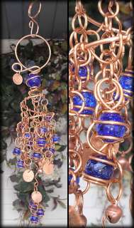 Amazing Creation Wind Chimes Glass Copper Garden Art Hand Stamped 