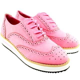 WOMENS LACE UP ANKLE HIGH PLATFORM FLAT BROGUE CREEPER SHOES LADIES 