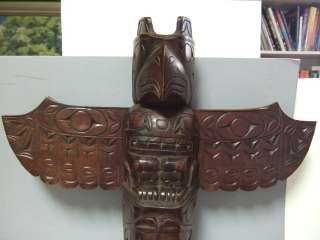 FINE Hand Carved Wood Totem Pole Dan Campbell 1950? WOW  